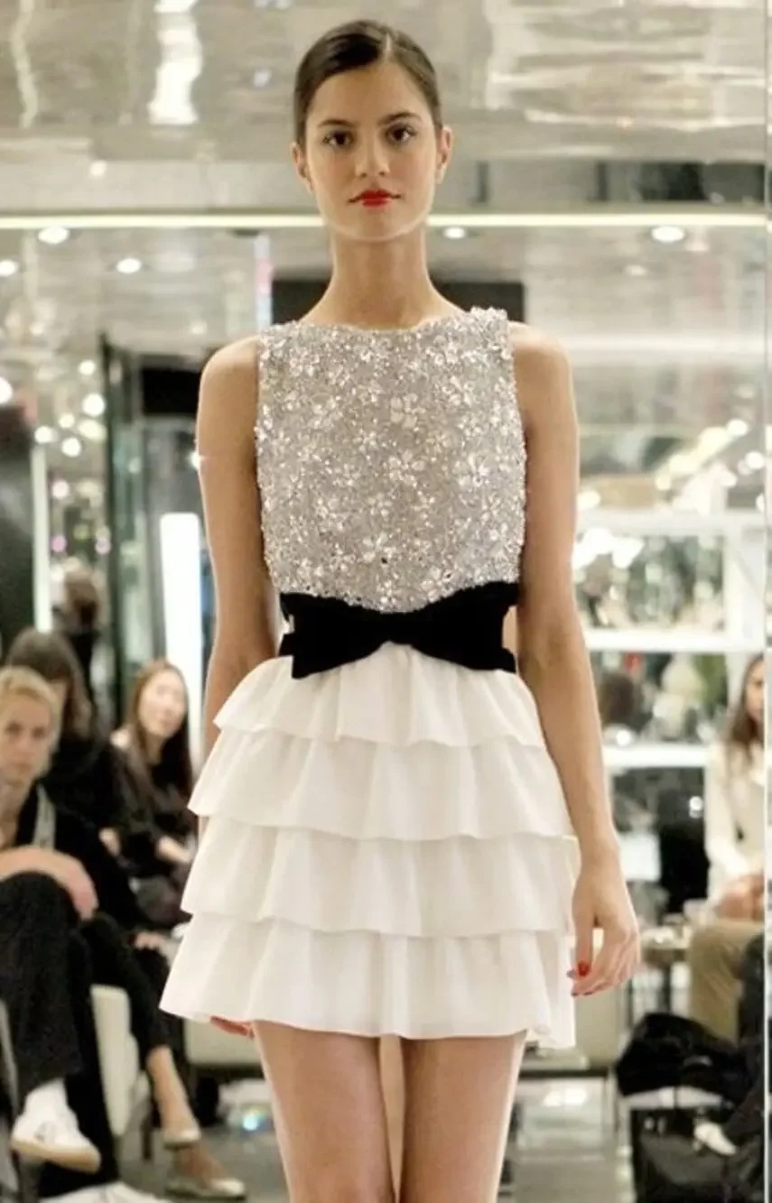 Azzaro Sequin Bow Cocktail Mini Dress S/S 2011 Sz.38